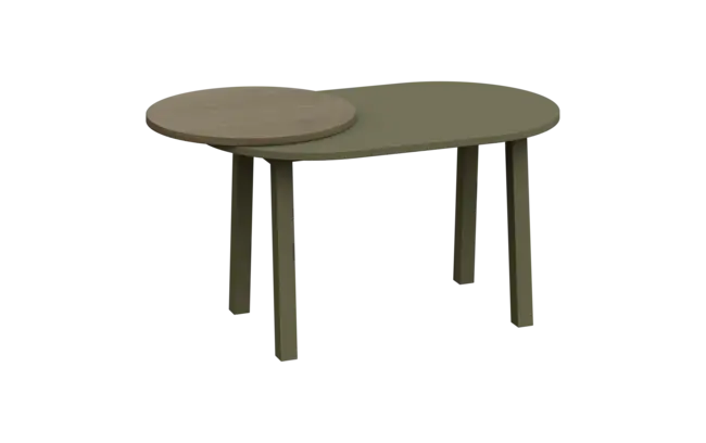 RGY 12 P konferenční stolek, pravý, masivní dřevěná podnož, deska 18 mm, 500x1020x625, zelená